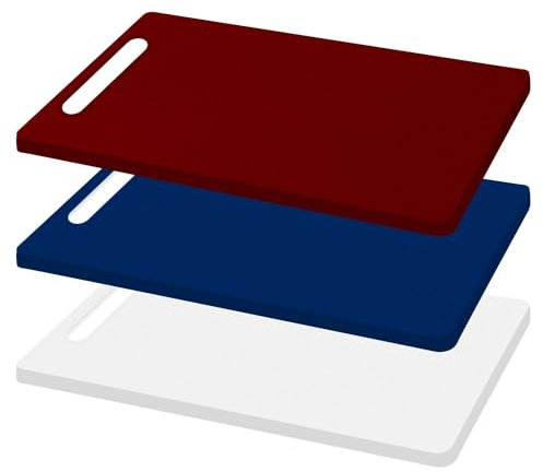AEX Chopping Board - Plastic Cutting Board - Large Chopping Board for Fruit & Vegetables - BPA Free Chopping Board - Rectangle Cutting Board Plastic - Plastic Cutting Board for Kitchen (Multicolour 1)