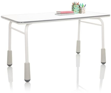 hjh OFFICE Kinderschreibtisch höhenverstellbar Kid GRO T Kinder- und Jugendschreibtisch Schülerschreibtisch 120x60 cm, Weiß/Grau 653753