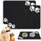 Lot de 2 tapis de gamelle pour chien et chat - 60 x 40 cm - Antidérapant - Super absorbant - Avec motif pattes - Imperméable - Pour animaux de compagnie - Noir