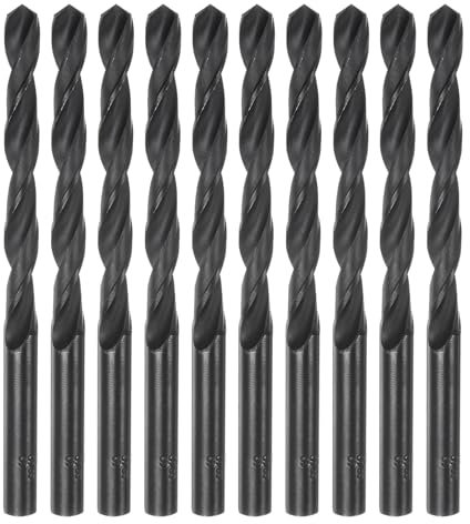 QUARKZMAN 10Pcs Forets Hélicoïdaux de 8mm (5/16) en Acier Rapide (HSS) Revêtus de Nitrure, pour Acier Inoxydable, Cuivre, Alliage d'Aluminium, Métal, Bois, Plastique, Noir