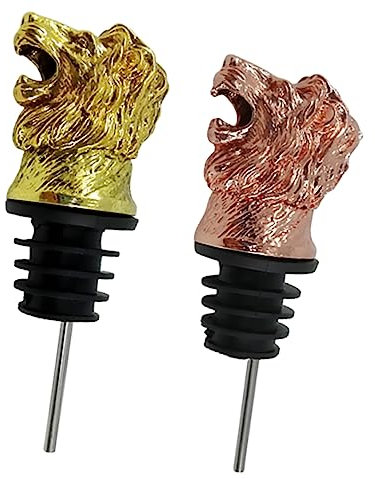Ciieeo Funny Design Pcs Lion Head Wine Stopper Alloy Wine Pourer Bottle Caps for Entertaining