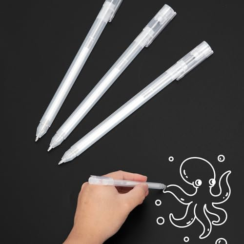 SMOOTHERPRO Weißer Gelstift | 3 Stück Weißer Stift | 0,8mm Spitze | Weiß Highlight Skizzieren Stifte | für Schwarz Dunkle Papiere Zeichnung Kunstdesign Scrappingbook (S080-3)
