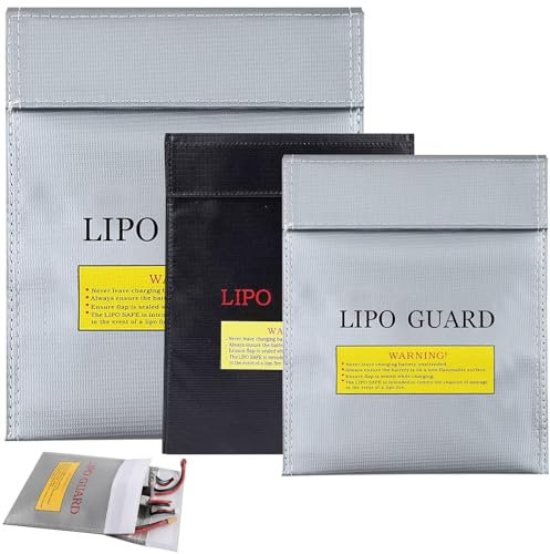 3 Stück Lipo Akku Feuerfeste Tasche, Lipo Safe Bag, Lipotschutztasche, Feuerfeste wasserdichte Dokumententasche, Explosionsgeschütze Sicherheitstasche, Hülle Beutel Behälter, für Bargeld Pass Schmuck