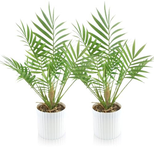 INSANYJ Kunstpflanze (35cm) in Töpfen, 2 Stück Künstliche Pflanzen, Areca Palmen Plastik Pflanze Deko, Kunstpflanzen Wie Echt Geeignet für Balkon, Zimmer, Wohnzimmer, Schlafzimmer Zimmer Tischdeko