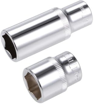 TOP-VIGOR 2Pcs 3/8-Inch Drive by 17mm Deep and Shallow Socket, Cr-V Drive Socket, 6-Point, Metric for Auto Repairing and Household