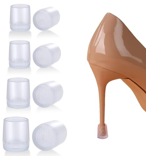 Visxcnu 8 Paar Sohlenschutz Fersenpolster Transparente Gummi Bodenkappen Schoner Abdeckungen High Heels für Hochzeit Gras Reparatur Ersatz Einlagen Kappen Spitzen Schutz Frauen Schuhe Stiefel