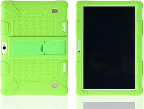 Étui universel en silicone résistant aux chocs avec support pour tablette Android de 10,1, coque de protection robuste et résistante aux chocs (vert)