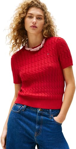 Tommy Hilfiger Donna Pullover Cable Maniche Corte