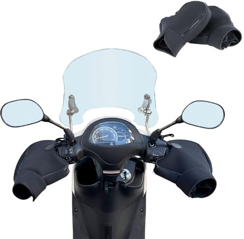 Wocemo Gants de Guidon Moto Universel,guidon moto coupe-vent en velours chaud Gants de guidon de moto,Imperméables Gants Installé sur Poignée pour Scooter,Motocyclette.