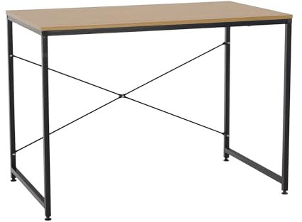 nabbi Schreibtisch 100x60 cm - Industriell Stil Computertisch, Schwarzer PC Tisch mit Holzoptik, Möbel für Arbeitszimmer & Büro, Bürotisch Klein, Modern, Einfaches Design in Schwarz, Desk MELLORA