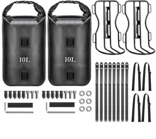 HEBEOT 10L Waterproof Bicycle Front Fork Bag Built Metal Fork Rack with Waterproof Bag Rack for Bikepacking Cycling Touring(2xrack+2X Bag)