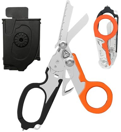 Infreecs Trauma Schere Multitool, 6-in-1 Notfallschere Rettungsschere, Rettungsdienst Schere, multifunktionsschere, Faltbare Scherenzange für Rettungskräfte, Professionellen Einsatz Im Rettungsdienst