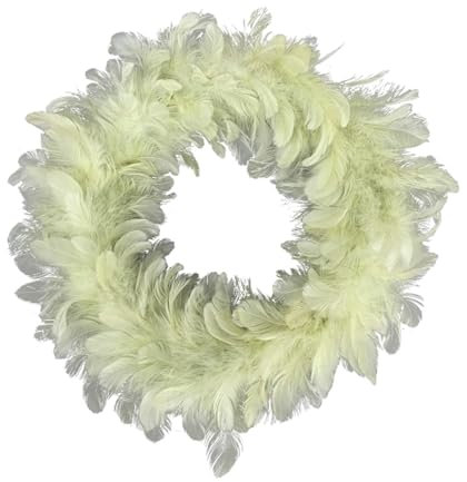 MACOSA EX248774 Federkranz Lindgrün 35 cm Federn Tischdeko Kranz Grün Ostern Osterkranz Osterdekoration Nest Natur Osterdeko Deko Türkranz Dekokranz Dekoration