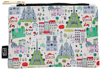 Petite Pochette ou Bien Porte-Monnaie avec Un Zip - Matiere Plastique imprimé - Motif Paris Tour Eiffel et Tous Les Monuments de Paris Ensemble - Dimension 14CM*10CM