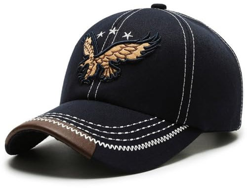 Baseballkappe für Herren Damen Verstellbar Baseball Cap mit 3D-Adler-Stickerei Unisex Baumwolle Schirmmütze Sommer Sonnenmütze Trucker Cap (DE/NL/SE/PL, Alphanumerisch, Einheitsgröße, Marineblau)