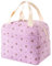 WYSUMMER Bolsa de almuerzo, bolso térmico para mujeres, bolsa refrigerada de lonchera térmica de pana, bolsa de almuerzo para adultos (Flor púrpura)