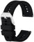 Anbeer Bracelet de montre en silicone,24mm Bracelet de montre en caoutchouc à déclenchement rapide pour hommes femmes,Noir avec boucle argentée