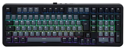 EPOMAKER TH99-ISO-DE QWERTZ Mechanische Tastatur Kabellos, 96% Prozent Gaming-Tastatur mit Knopf & Numpad, Hot-Swap, RGB, Gasket, BT/2.4G/USB-C, Programming Software (Schwarz, Creamy Jade Linear)