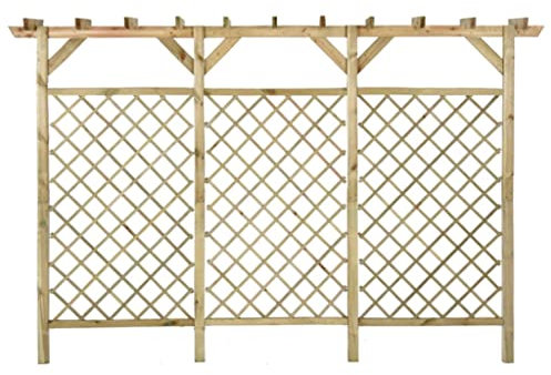 Gitterzaun mit Pergola-Oberteil 300x50x200cm - Kiefernholz imprägniert, langlebig & wetterfest - Ideal für Garten, Terrasse und Sichtschutz