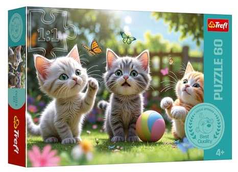 Trefl - Puzzle 60 Teile, DREI Kätzchen, Die Familie Treflik, 4+