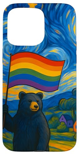 Gay Pride Bear Art Starry Night Style LGBTQ Pride Support Hülle für iPhone 15 Pro Max