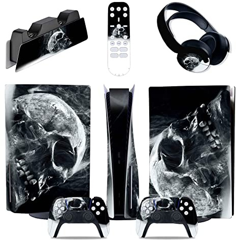 Protector Para PS5 Consola Disc Edition & Digital Pegatina Vinilo Calcomanía Cubierta Para Ps5 Mando & Estación Carga & Auriculares & Multimedia 34501 Sin Residuos(Disc Version)