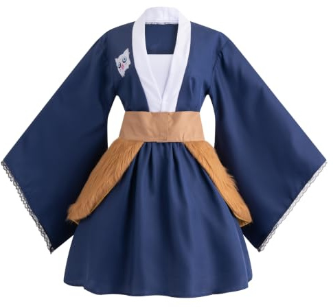 Satdflie Demon Slayer Cosplay Disfraz Kimono Outfits Conjunto para Mujeres Niñas Vestido de criada de fiesta de Halloween