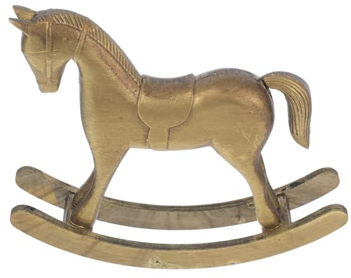 MINAOLULUS Dekorative Pferdestatue, Gold, Handpoliert, Vintage | Wohnzimmer und Büro, Retro Inspirierter Look, als Schreibtischskulptur mit Einzigartiger Patina