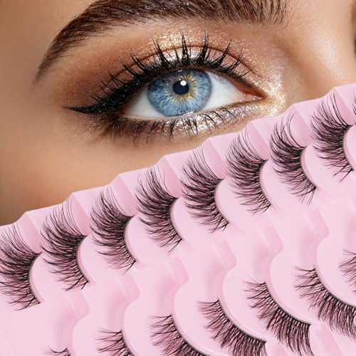 BUTBU Demi Faux Cils, Cils Naturels, 3D Faux Cil Naturel Half Lashes Oeil de chat Reutilisable Fake EyeLashes 10 Paires