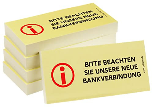 PRICARO Haftnotizen Neue Bankverbindung, 100 Blatt, 5 Stück