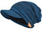 Herren Dame Dick Vlies Gefütterte Strickmützen Stricken Slouch Mütze Mit Visier (Blau/Schwarz)