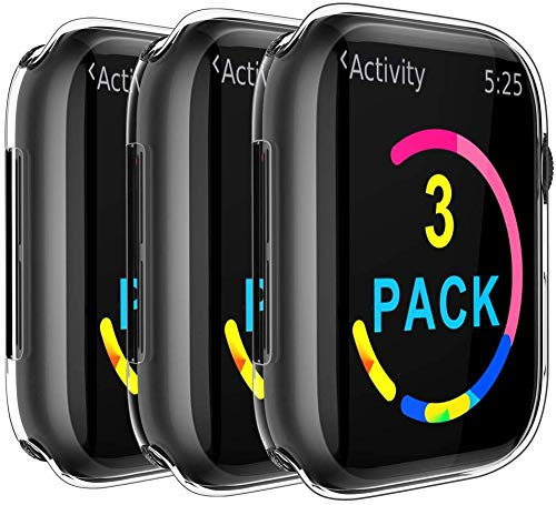 ivoler 3 Piezas Funda para Apple Watch 40mm SE (2022/2020) Series 6 5 4, Cubierta Completa Protector de Pantalla Carcasa Protectora Transparente Suave TPU Silicona iWatch Caso Anti-Arañazos Case