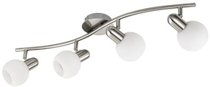 EGLO LED Deckenlampe Comba, Deckenstrahler, Stahl in nickel-matt, Glas opal-matt in weiss E14 Fassung