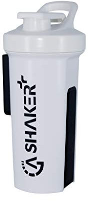 GA Shaker+® 2.0 Die 7in1 Original Trinkflasche/Wasserflasche mit Protein Shaker Funktion, 1L (Weiß)