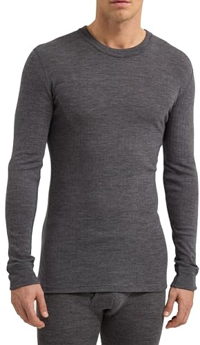DILLING Ribbed Men's Sweater - Organic Merino Wool Grey Melange L