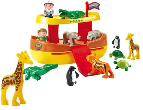 Jouets Ecoiffier - 3007 - L'Arche de Noé - 2 Personnages + 11 Animaux - Abrick - Dès 18 Mois - Fabriqué en France