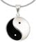 CLEVER SCHMUCK Set Silberner Damen Herren Halskette Anhänger großer Yin Yang Ø ca. 23 mm schwarz und weiß lackiert glänzend mit Kette Panzer 60 cm Sterling Silber 925 in Geschenkverpackung