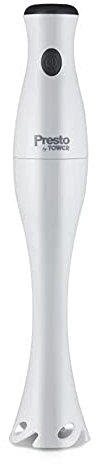 Presto By Tower PT12044WHT Hand Blender/Stick Blender, Stainless Steel Blades, Two Speed Button, Turbo Button, 250W, White
