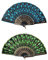 Dusenly 2pcs Fashion Peacock Handheld Fan Folding Hand Fans with Sequins Flower Pattern for Women and Girls