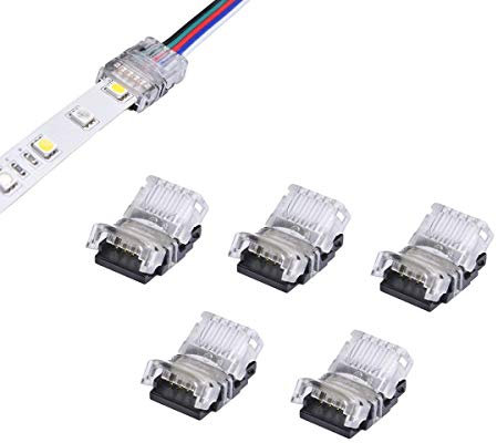 YUTOKEER 5-poliger LED-Streifen-Anschluss, 5050 LED-Lichtband, Verbindungsleiter, LED-Streifen zu Drahtverbinder, für wasserdichte IP65, 12 mm, RGBW-RGBY-LED-Lichtstreifen (5 Stück)