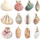 Happyyyami 12 Stück Natürliche Muschel Anhänger vergoldet Cauris Spirale konisch Muscheln Charme Strand Schmuck Herstellung Perle Basteln Handwerk für Halskette Schnalle