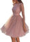 ORANDESIGNE Mi-Longue Robe Brillante Paillette Tutu Tulle Dos Nu Elégant de Cocktail Rose Pastel XL