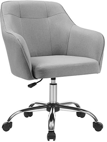 SONGMICS Homeoffice Stuhl, Drehstuhl, Schreibtischstuhl, höhenverstellbar, bis 110 kg belastbar, atmungsaktiver Stoff, für Arbeitszimmer, Schlafzimmer, hellgrau OBG019G02