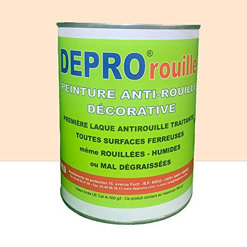 DEPROMA Peinture anticorrosion - Peinture pour Fer - Glycéro Antirouille - Sans sous-couche directe sur rouille - 2.5kg (Beige)