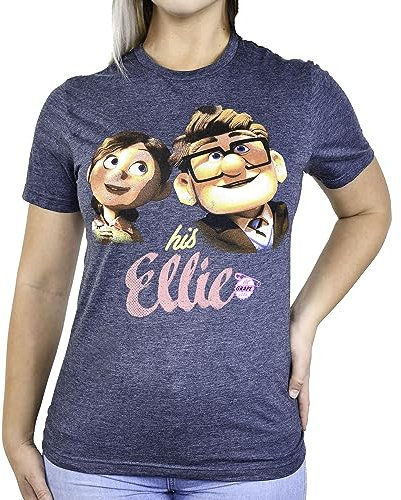 Disney Up Her Carl His Ellie Couples T-Shirt(Heather Navy,Small)