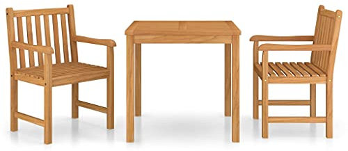 vidaXL Teak Massiv Gartenmöbel 3-TLG. Sitzgruppe Gartengarnitur Gartenset Sitzgarnitur Gartenstuhl Gartentisch Tisch Stühle Holztisch Holzstuhl