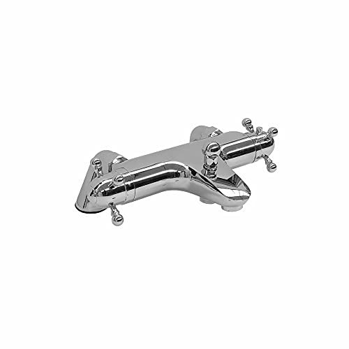 ENKI, Gallant, BBT0224, Chrome, Thermostatic Deck Mounted Bath Shower Mixer Tap Valve, Solid Brass, Anti-Scald Device, Temperature Control, Traditional, 1-Year Guarantee