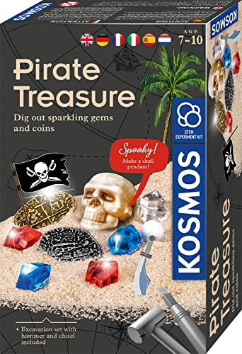 KOSMOS 616939 Piraten-Schatz Experimentierset, Ausgrabungs-Set für Kinder ab 7 Jahren, Schatzsucher, Fundstücke, Gipsblock, Geologie, Mitbringsel, Geschenk, mehrsprachige Anleitung