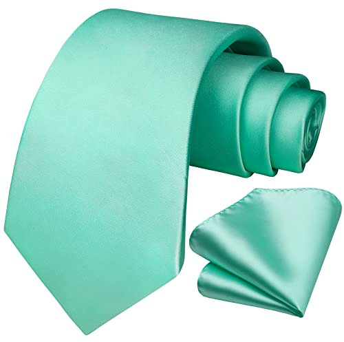 HISDERN Krawatte Mint Grün Business Krawatte mit Einstecktuch Hochzeit Party Krawatten Set für Männer Geschenke zum Valentinstag Herren krawatte taschentuch,