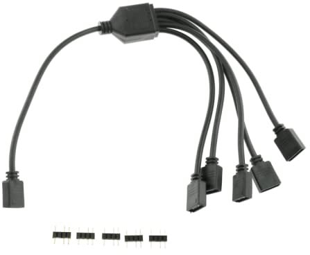 SJZBIN 3-Pin Addressable RGB Splitter Cable 1 to 5 ARGB 3Pin Extension Cable Adapter Black 30cm